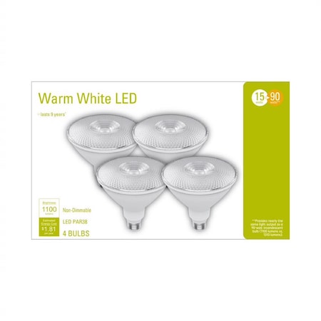 PAR38 E26 (Medium) LED Floodlight Bulb Warm White 90 Watt Equivalence , 4PK